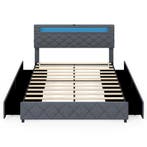 LIVSK Tweepersoonsbedframe met LEDverlichting en USB-aanslui, Huis en Inrichting, Verzenden, Nieuw