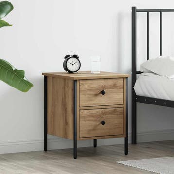 vidaXL Nachtkastje artisanaal eikenkleurig 40 x 42 x 50 cm, Huis en Inrichting, Minder dan 45 cm, Verzenden, Nieuw, Minder dan 55 cm