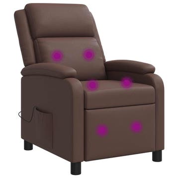 vidaXL Massage Recliner Bruin Kunstleer, Verzenden, Nieuw