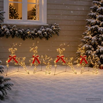 vidaXL Kerst Rendier 4 st 180 LEDs Warmwit 43 x 19 x 65 cm, Diversen, Verzenden, Nieuw