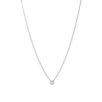 Witgouden solitair collier met diamant 14 krt, Verzenden, Zo goed als nieuw, Goud, Met hanger