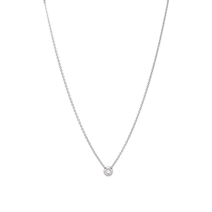 Witgouden solitair collier met diamant 14 krt, Sieraden, Tassen en Uiterlijk, Kettingen, Goud, Zo goed als nieuw, Met hanger, Verzenden