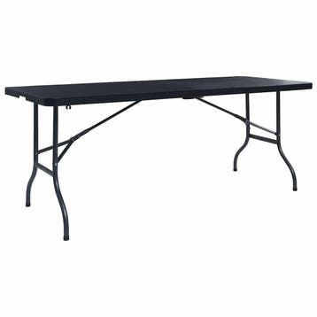 vidaXL Tuintafel inklapbaar 180x75x72 cm HDPE en kunstrattan, Verzenden, Nieuw, Metaal