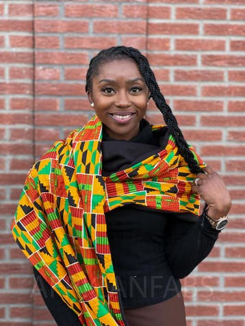 Warme Sjaal met Afrikaanse print Unisex - Geel / Groene kent, Kleding | Dames, Ophalen of Verzenden, Nieuw