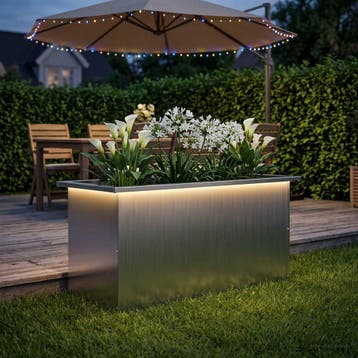 vidaXL Plantenbak met led zilver 40 x 80 x 40 cm, Verzenden, Nieuw, Metaal, 60 tot 100 cm