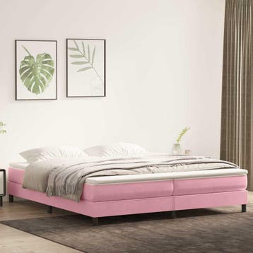 vidaXL Boxspring zonder matras fluweel roze 200x210 cm, Verzenden, Nieuw, Stof