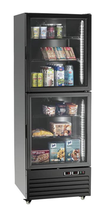 Combi-koelkast & vrieskast zwart | glazen deuren | 430 L..., Verzenden, Nieuw in verpakking