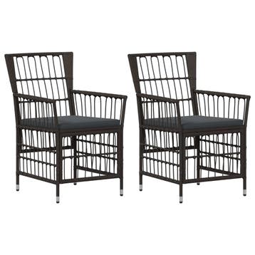 vidaXL Tuinstoelen 2 st Zwart PE rattan, Staal en Polyester, Tuin en Terras, Tuinstoelen, Verzenden, Nieuw, Rotan