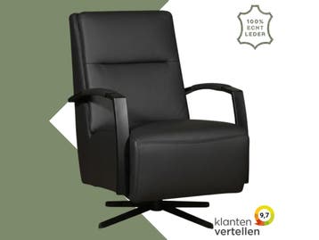 Leren draaifauteuil Award - Toledo Nero (zwart) - Stervoet, Nieuw, Ophalen of Verzenden, 50 tot 75 cm, Industrieel, Modern