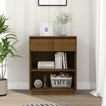 vidaXL Wandkast 60x34x75 cm massief grenenhout honingbruin, Verzenden, Nieuw, 50 tot 100 cm, Minder dan 100 cm