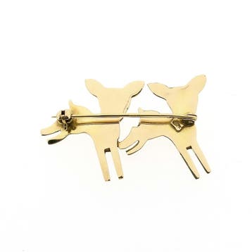 Gouden broche met herten., Ophalen of Verzenden, Gebruikt, Goud, Goud