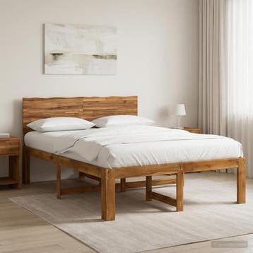 vidaXL Tweepersoonsbed met hoofdeinde ROSTOCK Naturel 150 x, Huis en Inrichting, Bruin, Verzenden, Hout, Nieuw