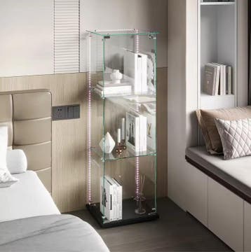 Glazen Vitrinekast 3 Lagen met Houten Accenten – Modern, Verzenden, Nieuw