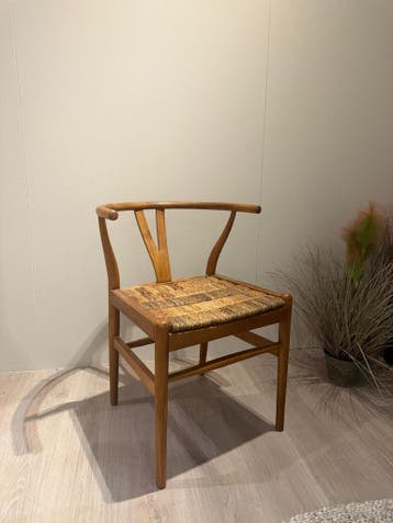 Eetkamerstoel, Ophalen, Riet of Rotan, Bruin, Zo goed als nieuw