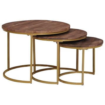 Nest Koffietafels Mangohout - Retourdeal 40% Korting, 50 tot 100 cm, Rond, Zo goed als nieuw, Metaal