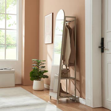 Garderobespiegel Frenraby met kledingrek 165x40x35 cm haverm, Huis en Inrichting, Woonaccessoires | Spiegels, Verzenden, Nieuw