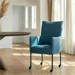 Leren eetkamerstoel Spark - Toledo Turquoise (blauw) -, Huis en Inrichting, Stoelen, Ophalen of Verzenden, Nieuw, Leer, Industrieel, Modern