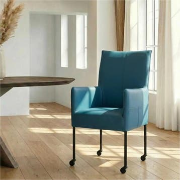 Leren eetkamerstoel Spark - Toledo Turquoise (blauw) -, Ophalen of Verzenden, Nieuw, Leer, Industrieel, Modern