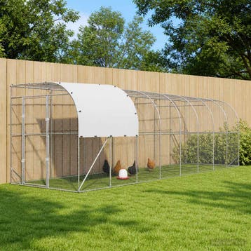 vidaXL Kippenhok Tegen de Muur zilver 800 x 200 x 215 cm, Dieren en Toebehoren, Verzenden, Nieuw