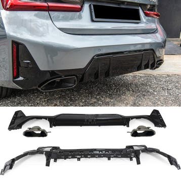 Diffuser + Uitlaatstukken chrome geschikt voor BMW 3 Serie