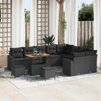 vidaXL Tuinbankenset 12 pcs Zwart poly rattan, Verzenden, Nieuw, Rotan, 2 zitplaatsen