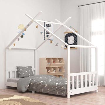 vidaXL Kinderbedframe massief grenenhout wit 90x200 cm, Verzenden, Nieuw