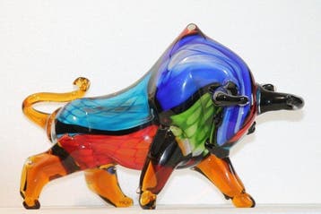 Beeld, glas bull mondriaan stijl 40 cm - 27 cm - Glas
