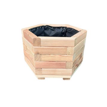 Hexagon Plantenbak 6-Hoek Larikshout Ø37 x 25 cm, Verzenden, Nieuw, Hout, Tuin