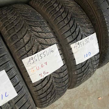 2 x Goodyear UltraGrip 7 195-55-16 Winterbanden 7,5mm, Auto-onderdelen, Banden en Velgen, Gebruikt, 16 inch, Band(en), Personenwagen