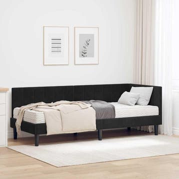 vidaXL Hoekbedframe met Matras 2 st Zwart 80 x 200 cm, Eenpersoons, Verzenden, Zwart, Nieuw