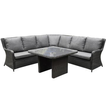 Bilbao premium dining hoekset 4 delig antraciet wicker, Tuin en Terras, Ophalen of Verzenden, Nieuw, Wicker