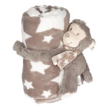 Baby/kinder grijs dekentje met apen knuffel - pluche, Verzenden, Nieuw