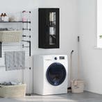 vidaXL Wandkast Zwart Eiken 34,5 x 34 x 90 cm Geengineerd, Huis en Inrichting, Kasten | Buffetkasten, Minder dan 50 cm, Verzenden