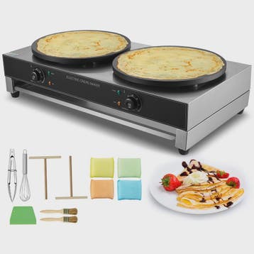 Professionele Dubbelkoppige Crêpemaker 16 inch - 3400W Antia, Verzenden, Nieuw in verpakking