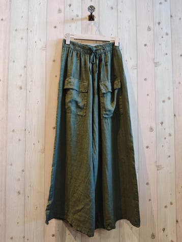 100% linnen broek met elastische talie - brede pijpen -, Kleding | Dames, Tops, Nieuw