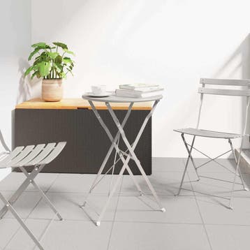 vidaXL Bistrotafel Beige Ø 50 x 71 cm Poedercoating staal, Tuin en Terras, Verzenden, Nieuw, Metaal