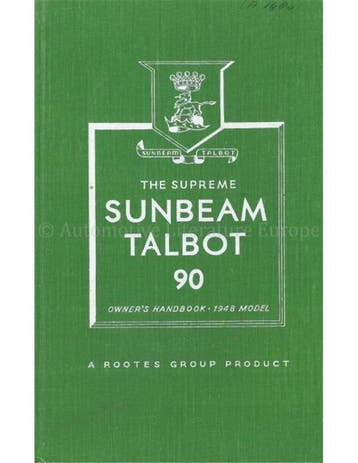 1949 SUNBEAM TALBOT 90 MK I INSTRUCTIEBOEKJE ENGELS