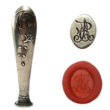 Exquisite Antique Art Nouveau Solid Silver Wax Seal Stamp