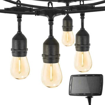 Solar prikkabel Chain met 15 warm witte led filament lampen, Kunststof, Verzenden, Minder dan 50 watt, Overige typen
