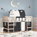 vidaXL Kinderhoogslaper met tunnel 80x200 cm grenenhout wit, Eenpersoons, Verzenden, Zwart, Nieuw