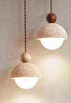 Travertijn Steen Hanglamp – Moderne Dimbare LED Plafondlamp, Verzenden, Nieuw