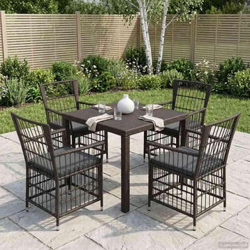 vidaXL Tuinstoelen 4 st Zwart PE rattan, Staal en Polyester, Tuin en Terras, Tuinstoelen, Verzenden, Nieuw, Rotan