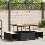vidaXL Tuin eettafelset Zwart poly rattan, Tuin en Terras, Tuinsets en Loungesets, Verzenden, Nieuw, Rotan