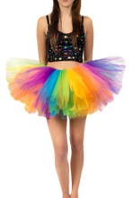 Korte Tutu Regenboog Tule Rokje L XL XXL Gekleurde Petticoat, Ophalen of Verzenden, Nieuw, Carnaval