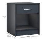 Nachtkastje Hamburg Antraciet 50x40x35cm (Slaapkamer), Verzenden, Nieuw