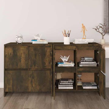 vidaXL Dressoirs 2 st 70x41x75 cm bewerkt hout gerookt, Verzenden, Nieuw, Overige houtsoorten, Minder dan 50 cm