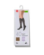 HEMA 2-pak kniekousen licht ondersteunend 40 denier beige, Verzenden, Nieuw, Beige