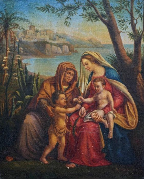Rafael Sanzio (1483-1520), Naar - Sainte Famille avec saint, Antiek en Kunst, Kunst | Schilderijen | Klassiek