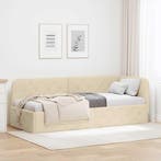 vidaXL Hoekbedframe Crème 80 x 200 cm Stof, Verzenden, Nieuw, Crème, Stof