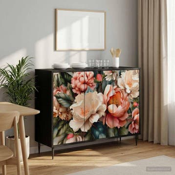 vidaXL Dressoir BORNE Zwart eiken 102 x 33 x 76 cm Bewerkt, Verzenden, Nieuw, Overige houtsoorten, Minder dan 50 cm